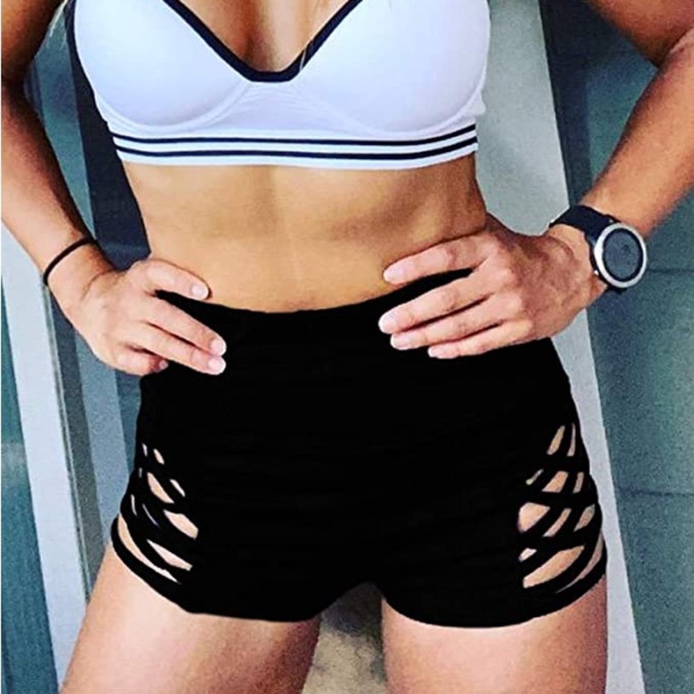 AURGELMIR WOMEN’S WORKOUT YOGA SHORTS HIGH WAIST TUMMY CONTROL CRISS CROSS